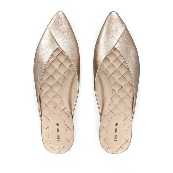 Birdies Shoes - Birdies The Swan Flats Shoes Gold US 7.5